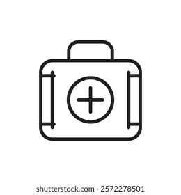 Doctor bag icon Flat vector set outline