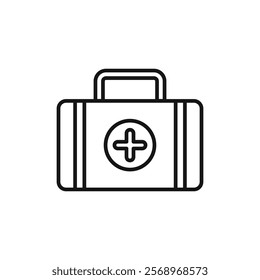 Doctor bag icon Isolated flat vector in outline