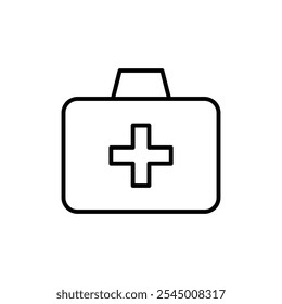 Doctor bag icon Outline set in black and white color