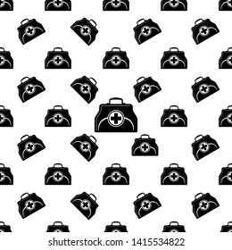 Doctor Bag Icon Seamless Pattern, First Aid Box Icon Vector Art Illustration