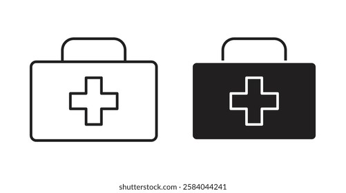 Doctor bag icon set in thin line. vector illustrations for web