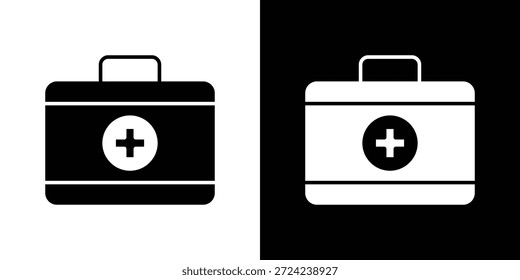 Doctor bag icons flat vector concept. Black and white illustrations