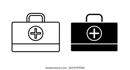 Doctor bag icons set in black colors on white background