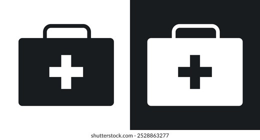 Doctor bag icons. solid style vector