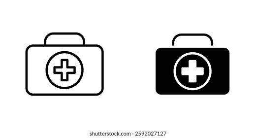 Doctor bag icons. stroke line and black solid icons