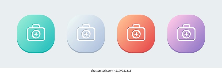 Doctor bag line icon in flat design style. Medicals kit signs vector illustration.