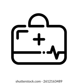 Doctor Bag Symbol Featuring Health Cross and Heartbeat Indicator