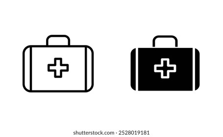 Doctor bag vector icon set in black and white color.