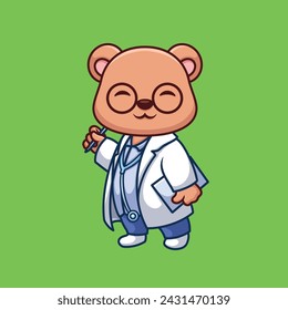 Doctor Bear Cute Cartoon Character Illustration