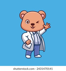 Doctor Bear Cute Cartoon Character Illustration