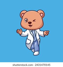 Doctor Bear Cute Cartoon Character Illustration