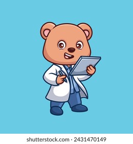 Doktor Bär niedliche Zeichentrickfigur Illustration