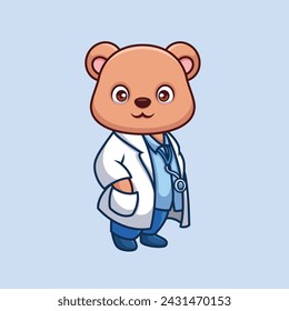 Doctor Bear Cute Cartoon Character Illustration