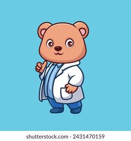 Doctor Bear Cute Cartoon Character Illustration