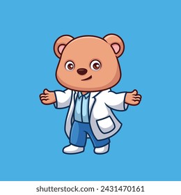 Doctor Bear Cute Cartoon Character Illustration