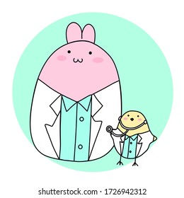Doctor big bunny and little chick