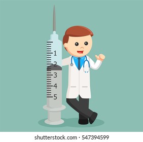 doctor with big syringe