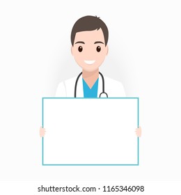Doctor with billboard adn medical presentation icon illustration