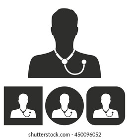 Doctor - black and white icons. Vector illustration.