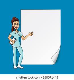 Doctor with blank sheet of paper vector background
