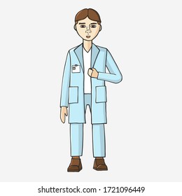 un médico con una túnica azul