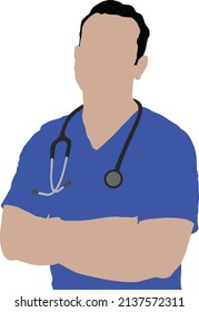 Doctor in blue shirt with stethoscope illustration