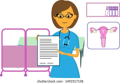 A doctor in a blue uniform on a white background. Nurse holding a blank