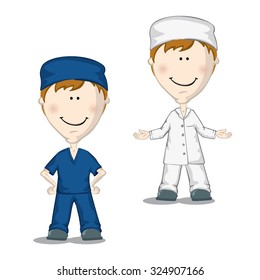 doctor in blue and white suite