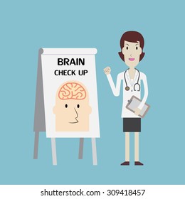 Doctor & Brain check up - Vector 