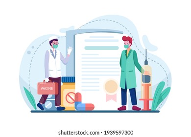 Doctor brings the vaccine kit Vector Illustration concept. Flat illustration isolated on white background.