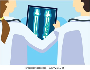 doctor broken bone health xray picture rtg hospital vector illustration