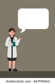 doctor with a bubble balloon. Flat cartoon style vector illustration.