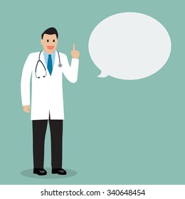Doctor with bubble word. Vector Illustration