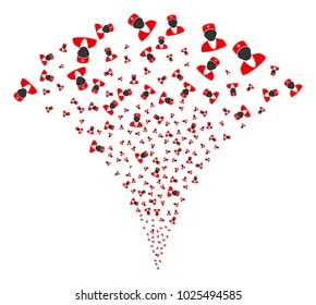 Doctor burst fountain. Vector illustration style is flat iconic symbols. Object fountain organized from random pictographs as doctor fireworks.