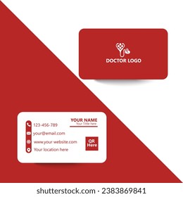 Doctor business card with white and red colour