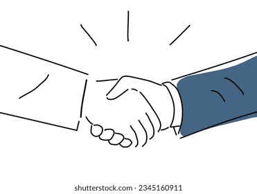 doctor and business person handshake drawing illustration, vector