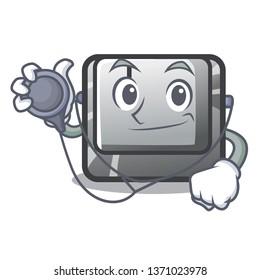 Doctor button J installed on cartoon computer