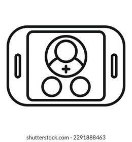 Vector de contorno de icono de llamada de doctor. Consulta médica en línea. Atención de servicio