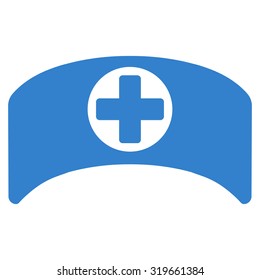 Doctor Cap vector icon. Style is flat symbol, cobalt color, rounded angles, white background.