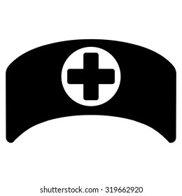 Doctor Cap vector icon. Style is flat symbol, black color, rounded angles, white background.