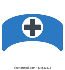 Doctor Cap vector icon. Style is bicolor flat symbol, smooth blue colors, rounded angles, white background.