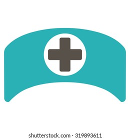 Doctor Cap vector icon. Style is bicolor flat symbol, grey and cyan colors, rounded angles, white background.