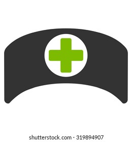 Doctor Cap vector icon. Style is bicolor flat symbol, eco green and gray colors, rounded angles, white background.