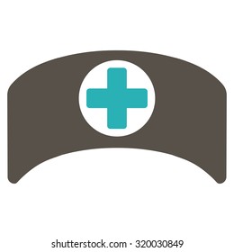 Doctor Cap vector icon. Style is bicolor flat symbol, grey and cyan colors, rounded angles, white background.