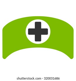 Doctor Cap vector icon. Style is bicolor flat symbol, eco green and gray colors, rounded angles, white background.