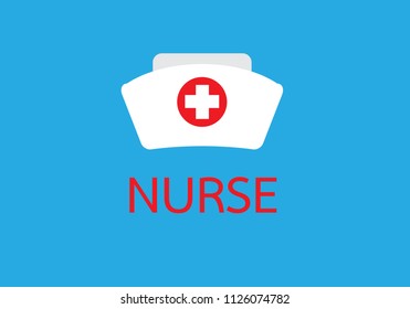 Doctor Cap,Nurse hat icon - Vector isolated on blue background.