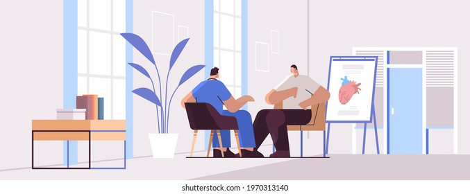 doctor cardiologist in uniform examining male patient medical consultation cardiology healthcare concept