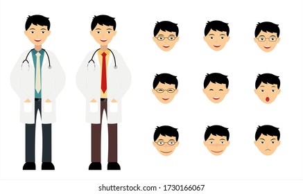 Doctor cartoon character. Build your personal design. Vector illustrations.