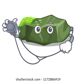Doctor cartoon green rock sample of high grade