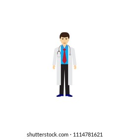 doctor cartoon illustration. Element of profession cartoon icon for mobile concept and web apps. Colored doctor flat illustration can be used for web and mobile. Premium icon on white background